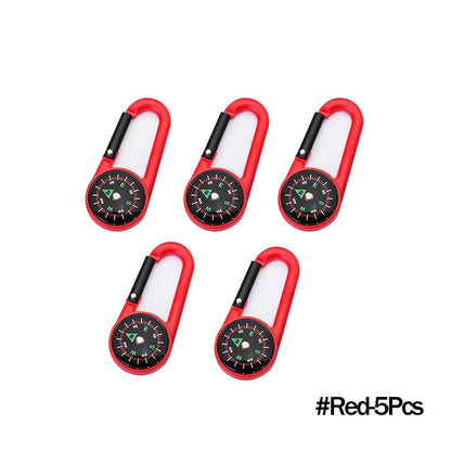 Mini Compass Carabiner Keychain — Camping & Hiking Backpack Buckle Survival Tool
