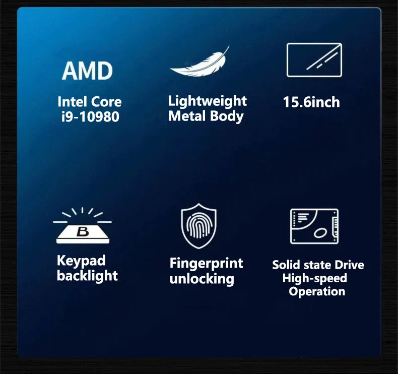 15.6' Intel Core I9 10980hk Windows 11 Pro Laptop Computer 32GB RAM