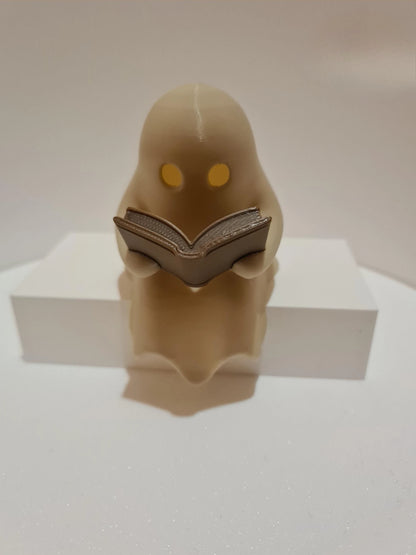 Reading Ghost Halloween Shelf Decor with Flickering Light