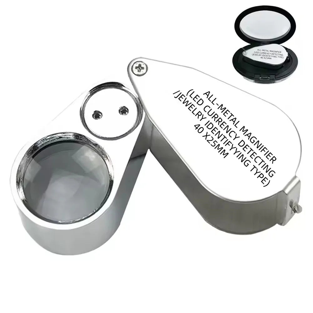 40X Jeweler's Loupe Magnifier LED & UV Illuminated Folding Pocket Magnifying Glass for Jewelry, Coins & Hobbies
