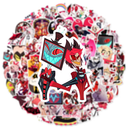 56/112PCS Hazbin Hotel Stationery Notebook Graffiti Stickers Luggage Storage Box Water Cup Decorative Stickers