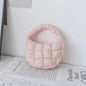 Fashion Mini Puffer Tote Bag Quilted Circle Phone Purse Elegant Purple Soft Nylon Padded Key Pouch Simple Trend Handbag