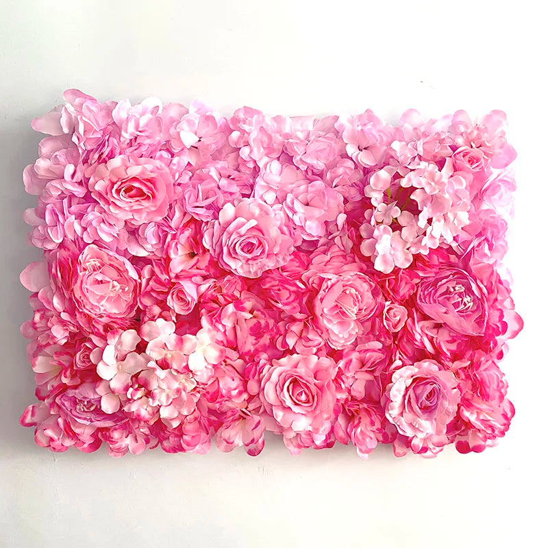MEIHON Silk Rose Flower Wall Panel - 60x40cm Artificial Backdrop, Connectable, 34 Color Options for Wedding, Home & Events