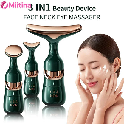 3-in-1 Microcurrent Face and Neck Massager, Anti-Aging Lifting and Skin Tightening Device