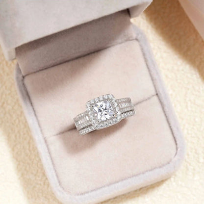 Newshe 925 Sterling Silver Bridal Ring Set – Princess Cut AAAAA Cubic Zirconia, 3.5ct, Rhodium Plated, Nickel-Free, Sizes 5–13 – Wedding & Engagement