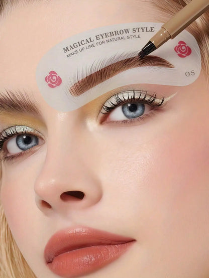 24-Style Eyebrow Shaping Stencil Kit - Reusable Rubber Stencils for Perfect Brows, Beginner-Friendly Makeup Tool for Women