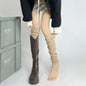 Women's Gray Knit Calf Leg Warmers - Cotton-Blend Ballet Pile Socks for Autumn