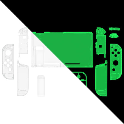 eXtremeRate Nintendo Switch Full Housing Shell Kit - Transparent Joy-Con & Console Back Plate with Buttons, 11 Colors