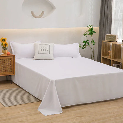 Soft Home Flat Bed Sheet — Plain Solid Color Top Sheet for Single, Queen, King Beds