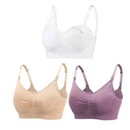 3-Pack Seamless Maternity Nursing Bras – Wireless Breathable Nursing Bra with Removable Pads & Front/Back Closure