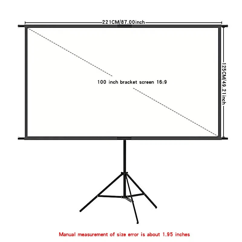 Single triangle bracket projection screen, easy to install, suitable for projection use in bedrooms, offices and other occasions