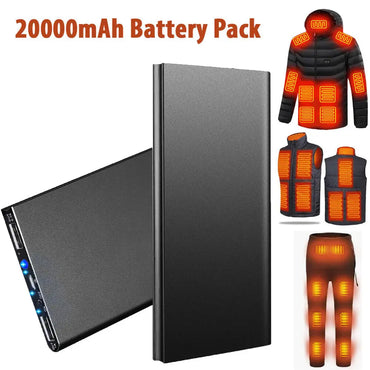 20000mAh Portable Power Bank — Dual USB (5V/2.1A + 5V/1A), LED Flashlight, Slim Charger for Phones, Tablets & Heated Clothing