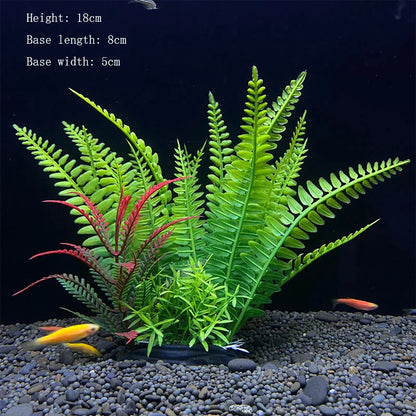 Artificial Aquarium Plants – Plastic Underwater Green Shrubs with Resin Base, Fish Tank Decoration