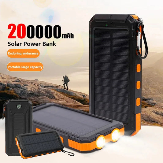 200,000mAh Solar Power Bank 120W Fast-Charge Portable Charger with USB-C & USB-A, Solar Panel & Flashlight