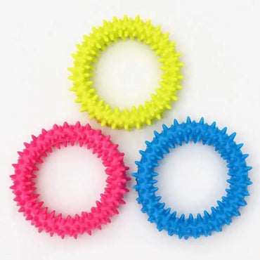 Bite-Resistant Rubber Spiked Dog Chew Toy for Small Dogs — Teeth Cleaning Squeaky Training Toy (1-Pack)