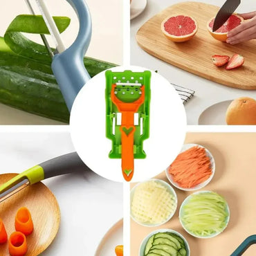 2-in-1 Multi Vegetable Peeler & Fruit Slicer — Portable Stainless Steel Julienne and Serrated Blades for Home Kitchen