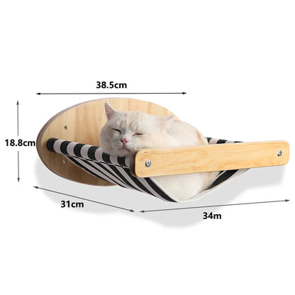 Wall-Mounted Cat Climbing Shelves with Steps, Scratching Post and Hideaway Bed