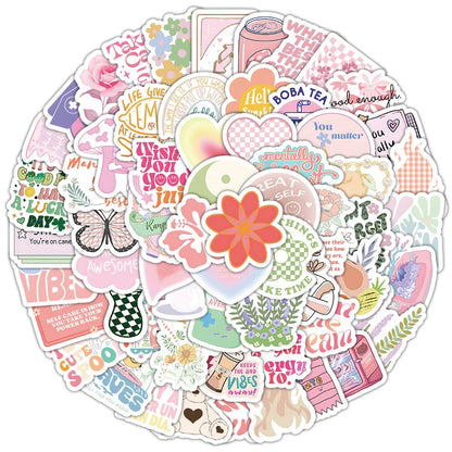10/30/50/100pcs Cartoon Pink Danish Past Ins Graffiti Stickers Laptop Suitcase Phone Water Bottle Aesthetic Sticker Kids Toys