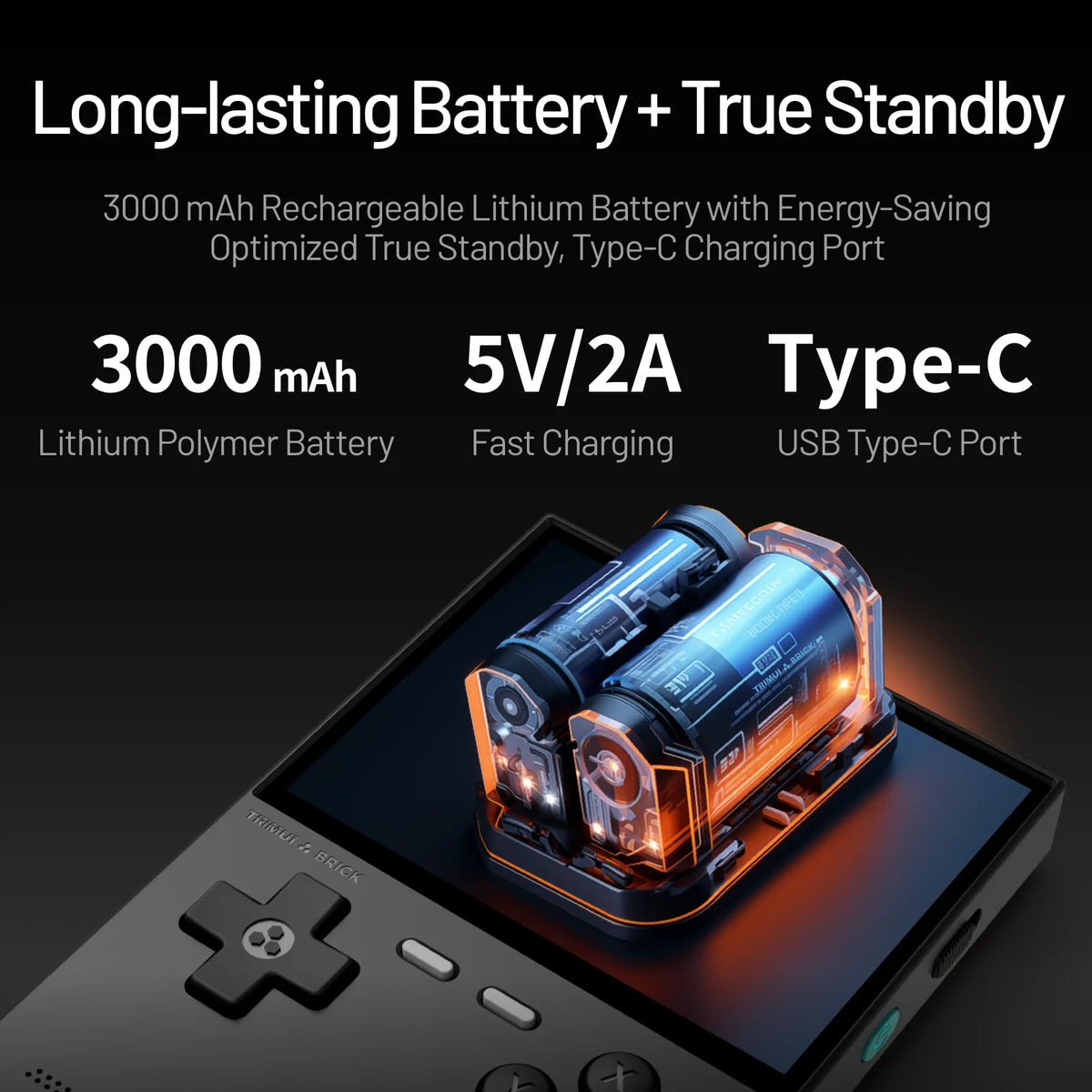 TRIMUI BRICK Handheld Game Console - 3.2" IPS, Allwinner A133P, Linux, RGB LED, Metal Back, 12,000+ Games, 4 Colors