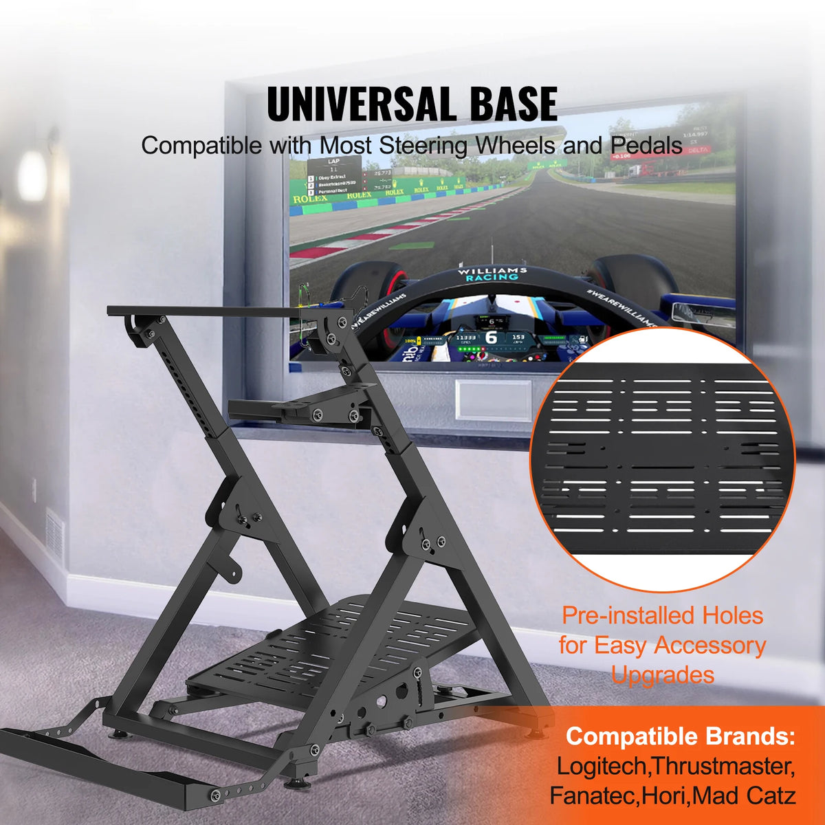 SucceBuy Foldable Racing Wheel Stand with Adjustable Pedals