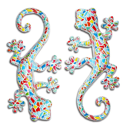 Garden Decor Statue Resin Gecko Wall Art Decor, Water Transfer Figurines Lizard Outdoor Hanging Decorations For Home Decor