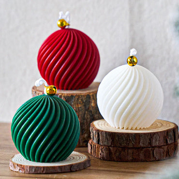 3D Christmas Ball Silicone Mold - Twist Stripe Candle & Soap DIY Mold for Holiday Crafts, Gifts & Home Decor
