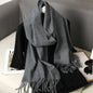 62-Color Winter Cashmere Scarf – Warm Tassel Pashmina Wrap for Women