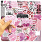 50PCS Cartoon Pink Y2K Graffiti Stickers Guitar Notebook Luggage DIY Waterproof Stationery Pen Holder Decorative Stickers