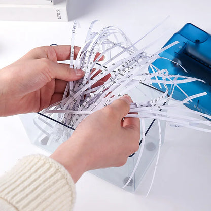 A6 Mini Manual Desktop Paper Shredder - Hand-Crank Office Document Shredder