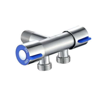 Double-Handle Stainless Steel Bathroom Faucet - Dual Control Cold Water Washing Machine Angle Valve