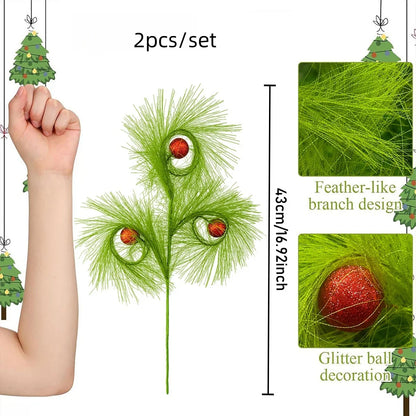 Artificial Christmas Branches Home Decor DIY Crafts Reed Ball Decoration Plants Ornaments For Christmas Tree Topper Party Decor