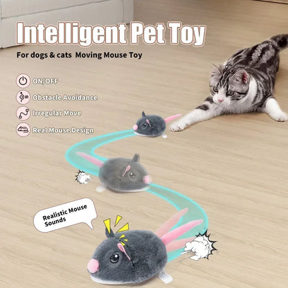Motorized Interactive Plush Mouse Cat Toy - Fast-Moving Electronic Pet Toy for Cats