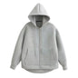 Women's Oversized Zipper Hoodie Jacket with Double Pockets - Casual Autumn/Winter Coat