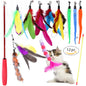 Interactive 11-Piece Cat Toy Variety Set — Feather Wands, Sisal Mice, Bell Balls & Plush Toys