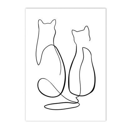 Abstract Pet Dog Cat Poster Canvas Painting Line Drawing Wall Poster Black White Minimalist Art Prints Nordic Picture Home Decor
