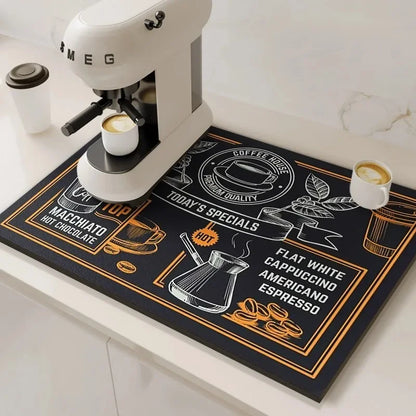VIKAMA Coffee Machine Absorbent Mat Water and Oil Absorbent Kitchen Dish Drainer Quick-Drying Absorbent Mat Dish Mat Home Decor