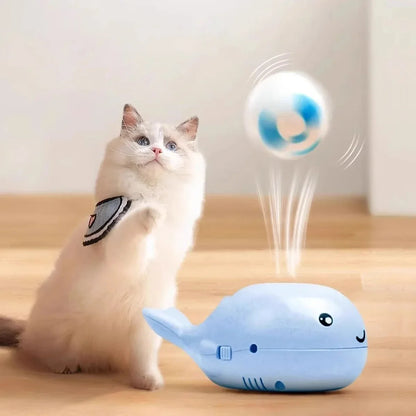 Whale-Shaped Electric Floating Ball Cat Toy USB Rechargeable Dual-Function Fan Portable 3C Certified