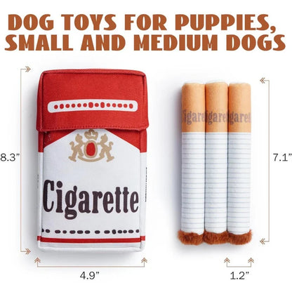 Funny Plush Squeaky Chew Toy Cigarette Design for Small & Medium Dogs, Interactive Pet Gift