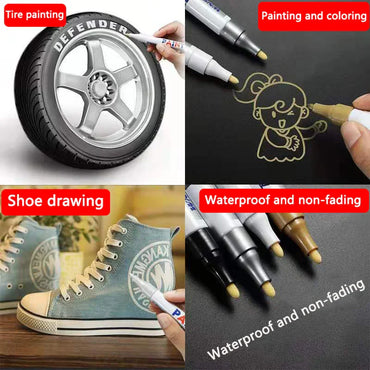 White Opaque Oily Waterproof Gel Marker Pen - Multi Nib Sizes 0.8/1.0/2.0/2.8mm for DIY, Graffiti, Sketching