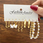 Gold Butterfly & Heart Dangle Earrings Set – Acrylic Drop Jewelry for Women