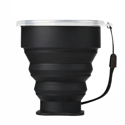 Portable Silicone Folding Water Cup Outdoor Heat Resistant Telescopic Collapsible Foldable Mug With Lid For Travel Camping 200m