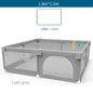 Light Gray Baby Playpen with Pull Ring - Play Yard & Ball Pit Safety Fence for Toddlers