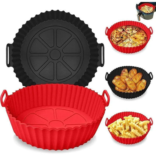 8-Inch Reusable Silicone Air Fryer Liner - Non-Stick Food-Safe Basket Insert