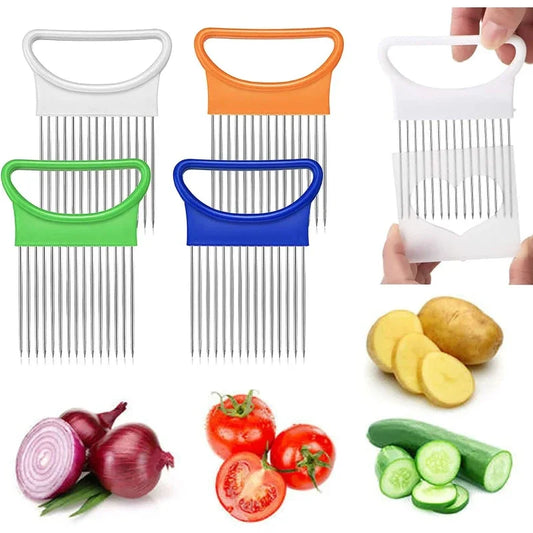 1-Pack Onion Holder Fork & Vegetable Slicer, Tomato Cutter Safe Cutting Tool for Kitchen