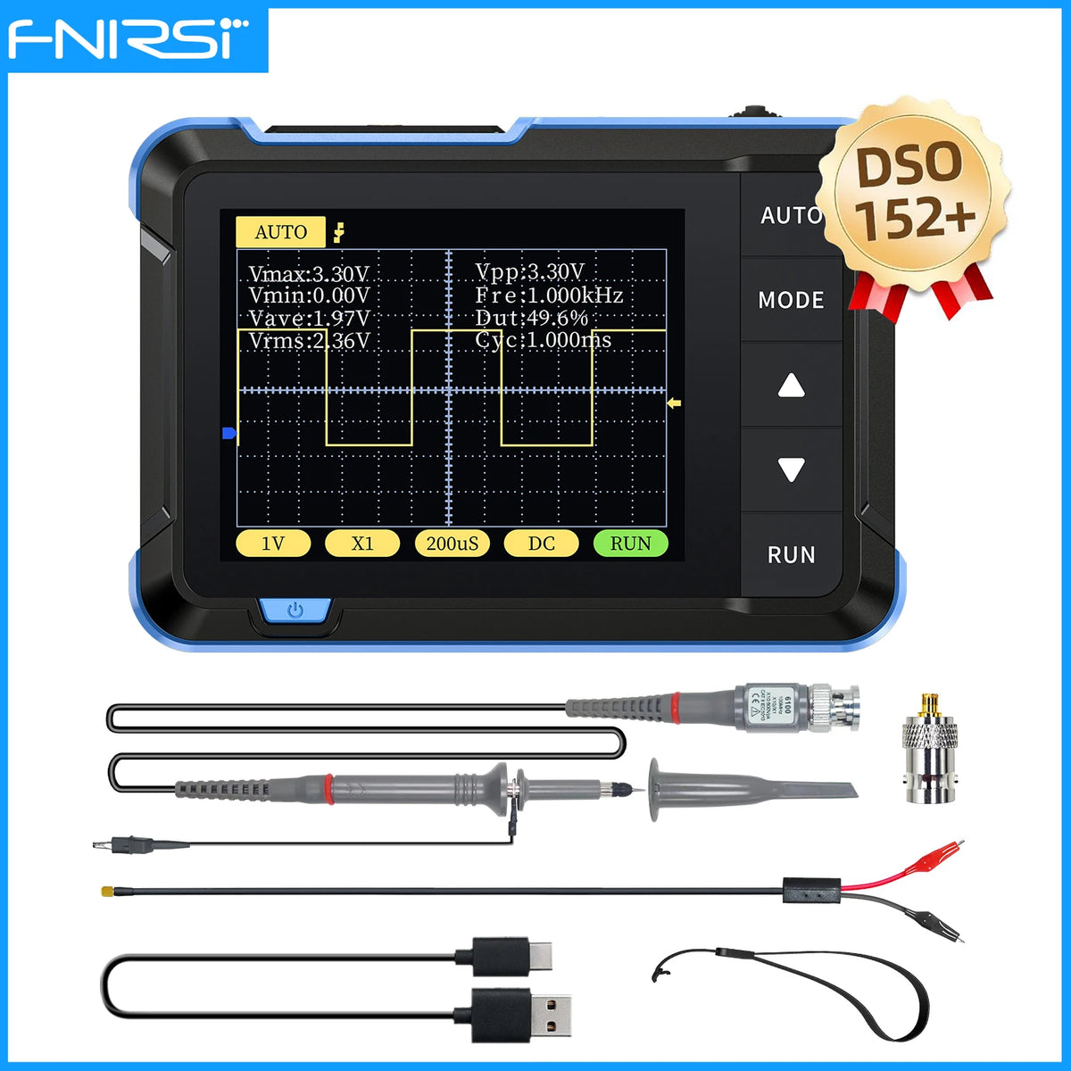 FNIRSI DSO152, DSO153 and DSO510 Handheld Digital Oscilloscope - Portable Mini Oscilloscope for Electronics Repair and Testing