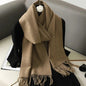 62-Color Winter Cashmere Scarf – Warm Tassel Pashmina Wrap for Women