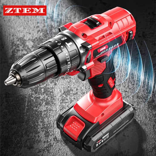 21V Cordless Brushless Impact Drill & 2-in-1 Rechargeable Electric Screwdriver — Dual-Speed Power Tool Kit with LED Light