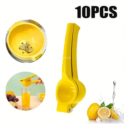Aluminum Lemon Squeezer Manual Citrus Juicer Handheld Lemon Press – Portable Yellow