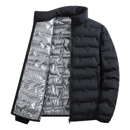 Men's Winter Down Jacket Warm Windproof Hiking Coat Thickened Casual Stand Collar Outerwear
