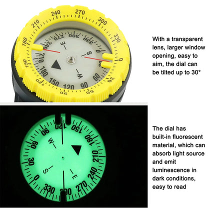 50M Luminous Dive Wrist Compass Waterproof Underwater Navigation with Elastic Cord